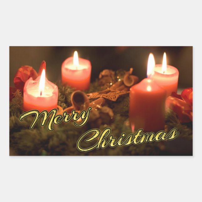 Adesivo Retangular Advertentes de Natal feliz (Frente)