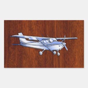 Adesivo Retangular Aeronave Clássica Chrome Cessna Voando Mahogany