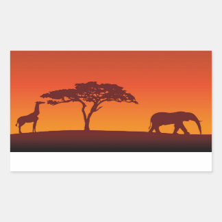Adesivo Retangular Afafricano Safari Silhouette - Sticker