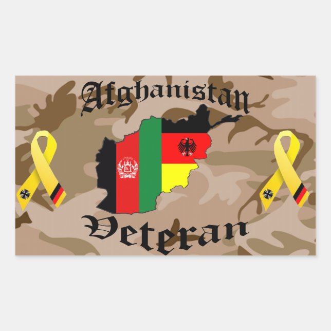 Adesivo Retangular Afeganistão veterano German (Frente)