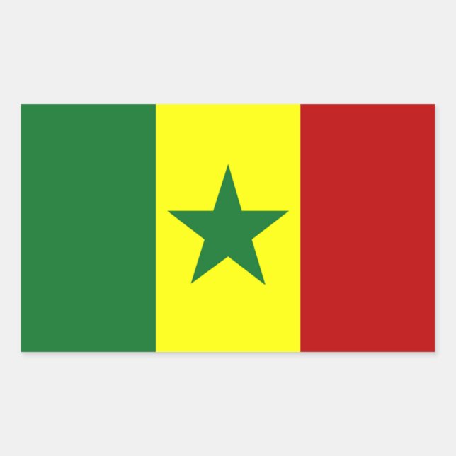 Adesivo Retangular África: Bandeira da República do Senegal (Frente)