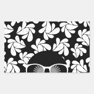 Adesivo Retangular Afro Diva Preto e Branco