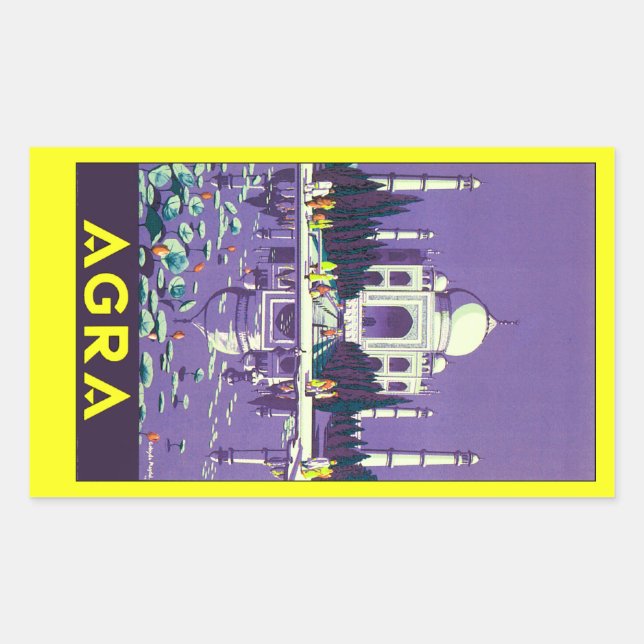 Adesivo Retangular Agra ~ Taj Mahal (Frente)