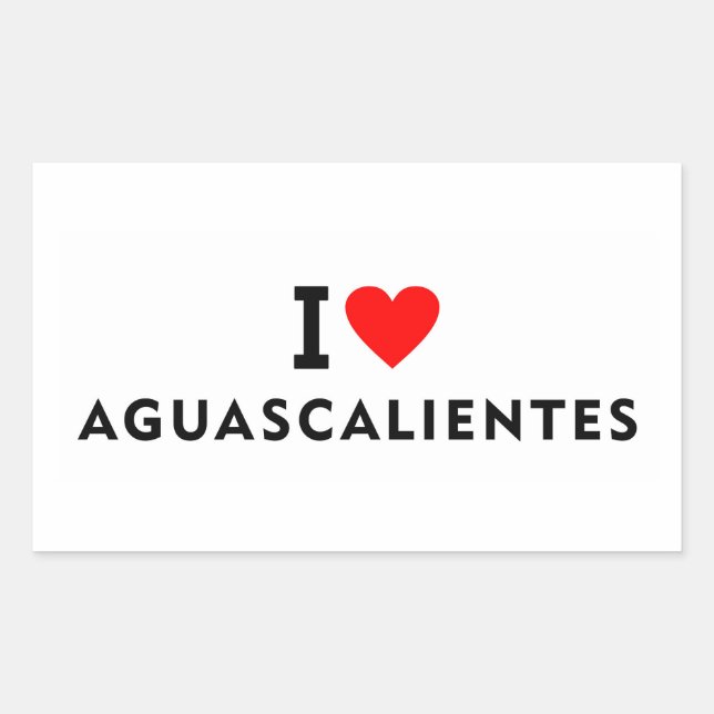 Adesivo Retangular Aguascalientes México cidade do amor coração gosta (Frente)