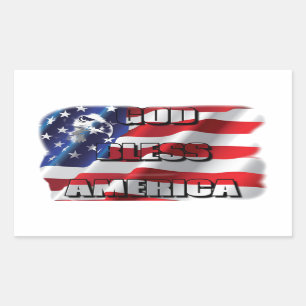 Adesivo Retangular Águia e Bandeira Patriótica Deus Abençoe a América