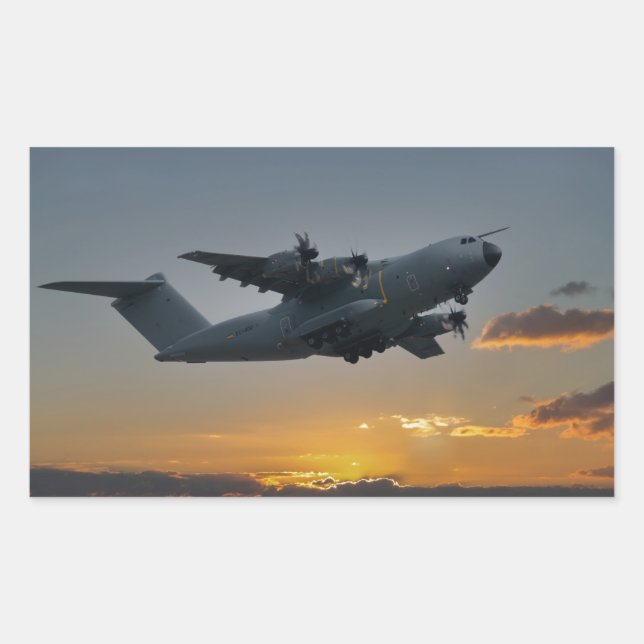 Adesivo Retangular Airbus A400M No Sunset Bath Toalha (Frente)