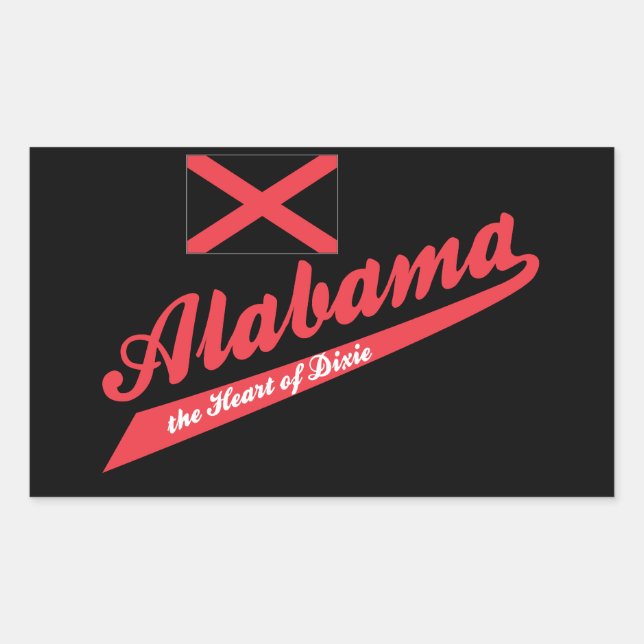 Adesivo Retangular Alabama Coração de Dixie (Frente)