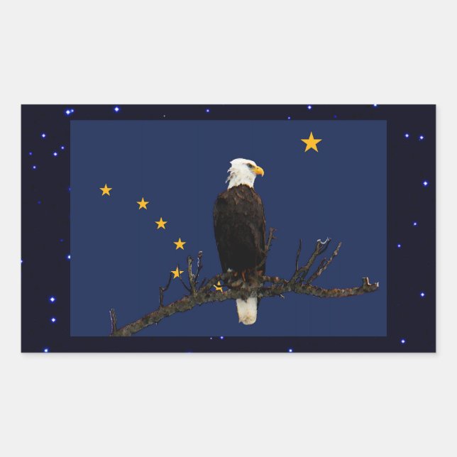 Adesivo Retangular Alaska Eagle E Flag (Frente)