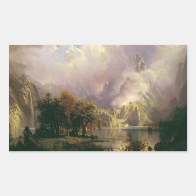 Adesivo Retangular Albert Bierstadt - Paisagem da Montanha Rocky (Frente)