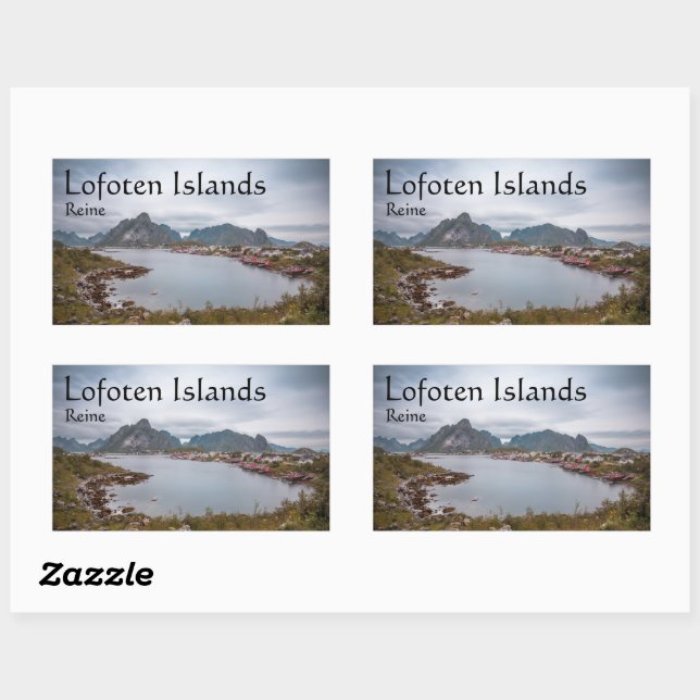 Adesivo Retangular Aldeia de Pesca Reine Lofoten (Folha)