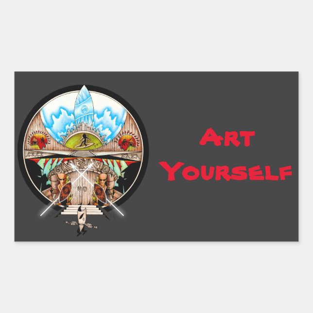 Adesivo Retangular Aldeia de Tiki (Frente)