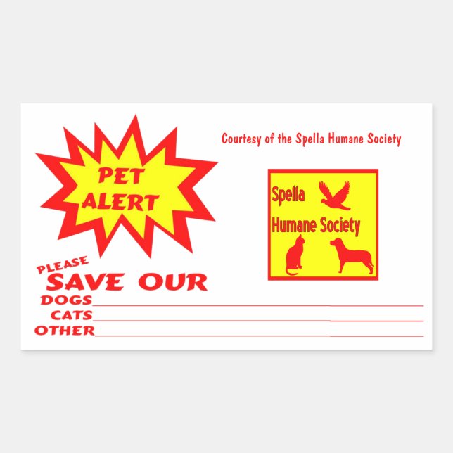 Adesivo Retangular Alerta de Pet de Emergência de Retângulo Personali (Frente)