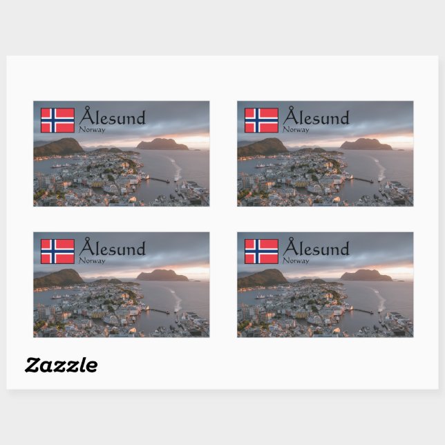 Adesivo Retangular Alesund Norway Souvenir (Folha)