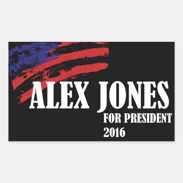 Adesivo Retangular Alex Jones para Presidente 2016 (Frente)