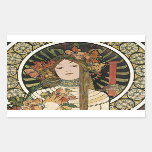 Adesivo Retangular Alfonse Mucha Trappistine Nouveau