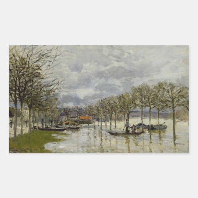 Adesivo Retangular Alfred Sisley - A Inundação na Estrada (Frente)