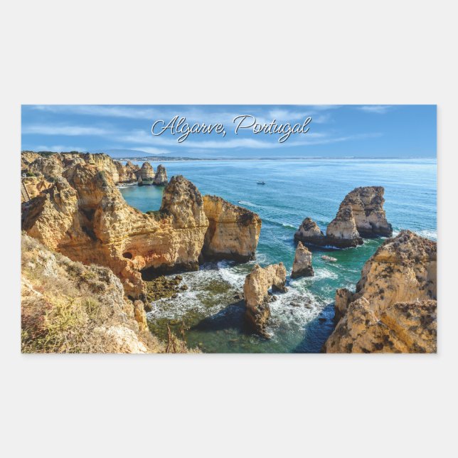 Adesivo Retangular Algarve de Texto Personalizado, Portugal (Frente)