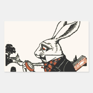 Adesivo Retangular Alice Art Wonderland White Rabbit Classic