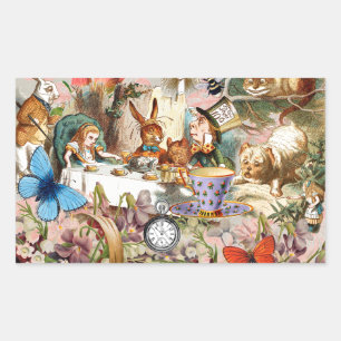 Adesivo Retangular Alice Aventuras no Chá da Partida da Arte no País 