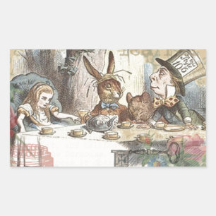 Adesivo Retangular Alice Teaparty Wonderland Trabalho de arte Classic