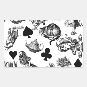 Adesivo Retangular Alice White Rabbit Wonderland Classic