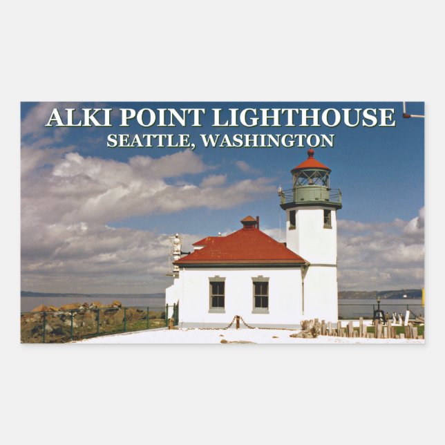 Adesivo Retangular Alki Point Lighthouse, Seattle Washington (Frente)