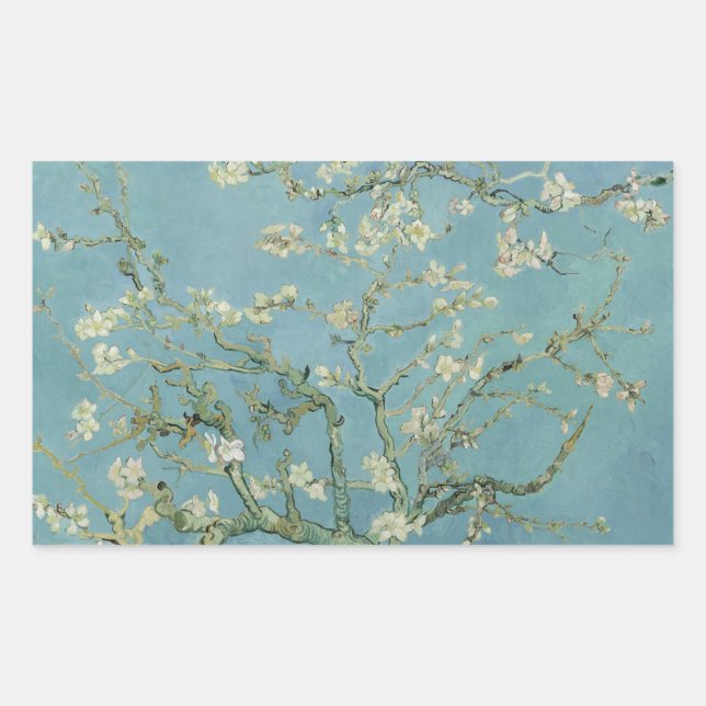 Adesivo Retangular Almond Blossoms de Vincent Van Gogh Fine Art (Frente)
