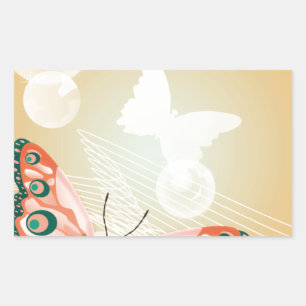 Adesivo Retangular Aloha Borboleta Havaiana Casamento Amor Arte Desti