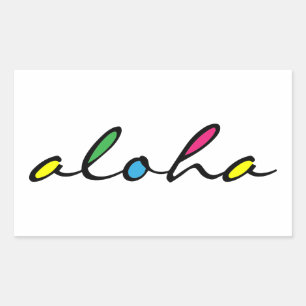 Adesivo Retangular ALOHA colorido