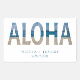 Adesivo Retangular Aloha Hawaii Beach Tropical Wedding Welcome
