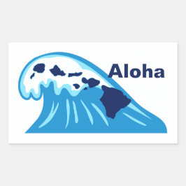 Adesivo Retangular Aloha Ocean Wave Hawaiai — Cadeia das Ilhas