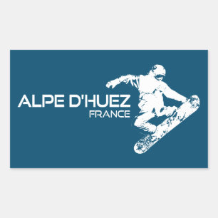 Adesivo Retangular Alpe d’Huez France Snowboarder