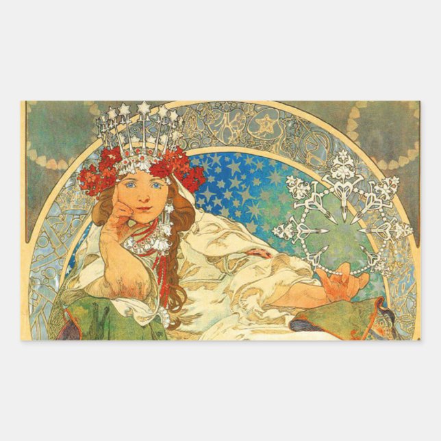 Adesivo Retangular Alphonse Mucha Art Nouveau Princess Hyacinth (Frente)