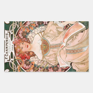 Adesivo Retangular Alphonse Mucha F. Champenois