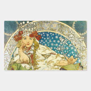 Adesivo Retangular Alphonse Mucha Princess Hyacinth Art Nouveau