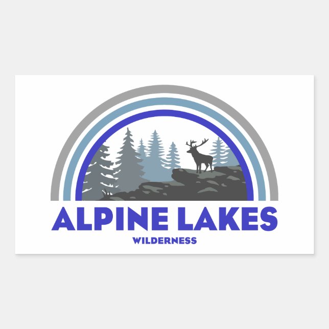 Adesivo Retangular Alpine Lakes Wilderness Washington Veado Arco-íris (Frente)