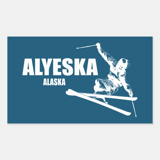 Adesivo Retangular Alyeska Alaska Skier (Frente)