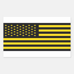 Adesivo Retangular Amarelo do preto da bandeira americana