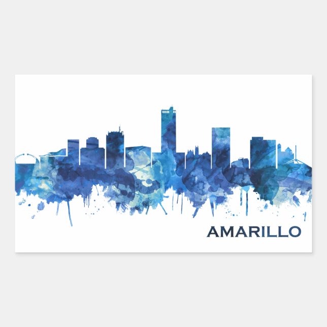 Adesivo Retangular Amarillo Texas Skyline Blue (Frente)