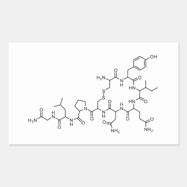 Adesivo Retangular Ame ocitocina fórmula química elemento químico (Frente)