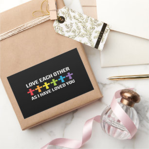 Adesivo Retangular Amem uns aos outros Orgulho Gay LGBTQ Arco-íris Cr