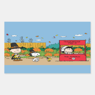 Adesivo Retangular Amendoins Ação de Graças Charlie Brown