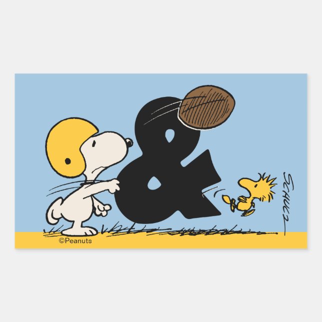 Adesivo Retangular Amendoins | Futebol Snoopy & Woodstock (Frente)
