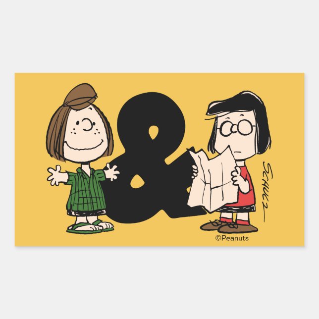 Adesivo Retangular Amendoins | Peppermint Patty & Marcie (Frente)