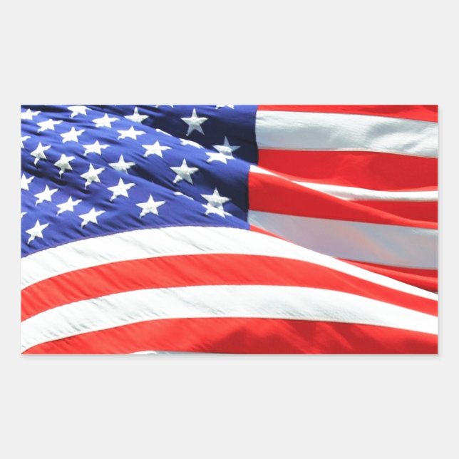 Adesivo Retangular American Flag, você pode adicionar texto e carrega (Frente)