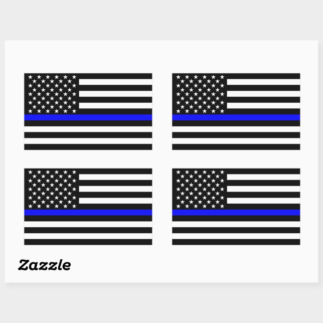 Adesivo Retangular American Thin Blue Line Decor (Folha)