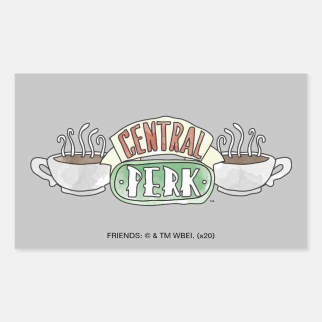 Adesivo Retangular AMIGOS™ | Logotipo de Aquarela Central Perk (Frente)