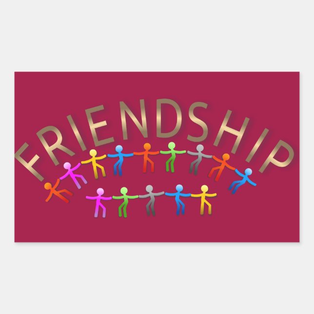Adesivo Retangular Amizade, Crianças Segurando Mãos Design (Frente)