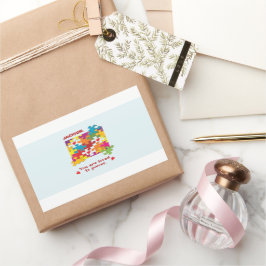 Adesivo Retangular Amo ao Quebra-cabeça de Aniversário para Pedaços