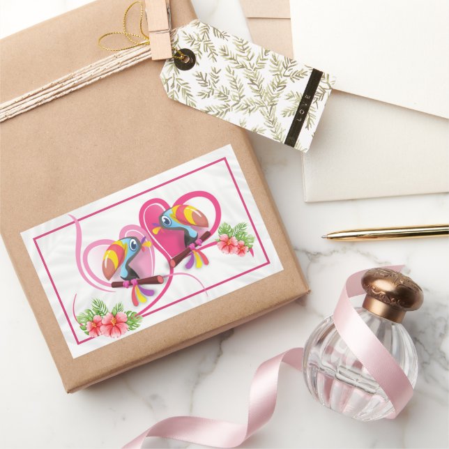 Adesivo Retangular Amor com Turim Tropical (Presentear)